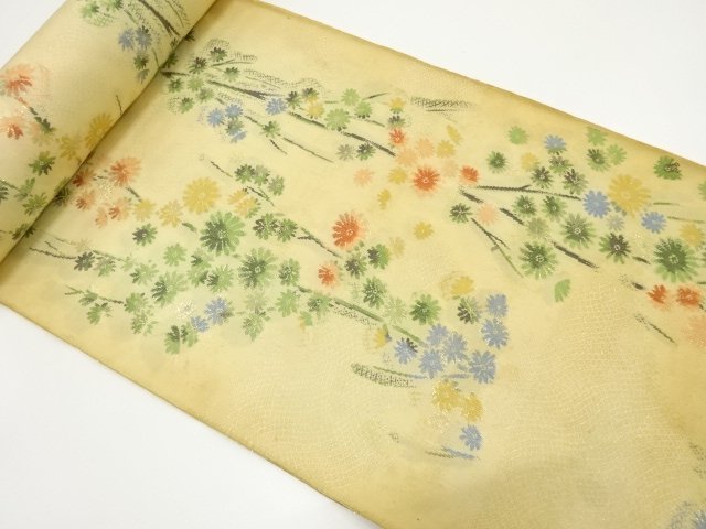 JAPANESE KIMONO / ANTIQUE FLOWER PATTERN WEAVING BOLT FOR KIMONO